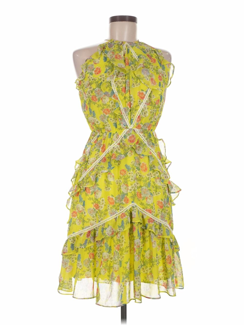 Marissa Web Ruffled Floral Halter Dress Size 6 EUC